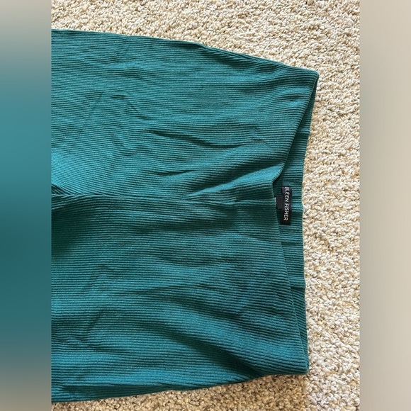 Eileen Fisher Women’s Ribbed Organic Cotton Blend Straight Pant Cropped Teal XXS - Picture 5 of 11